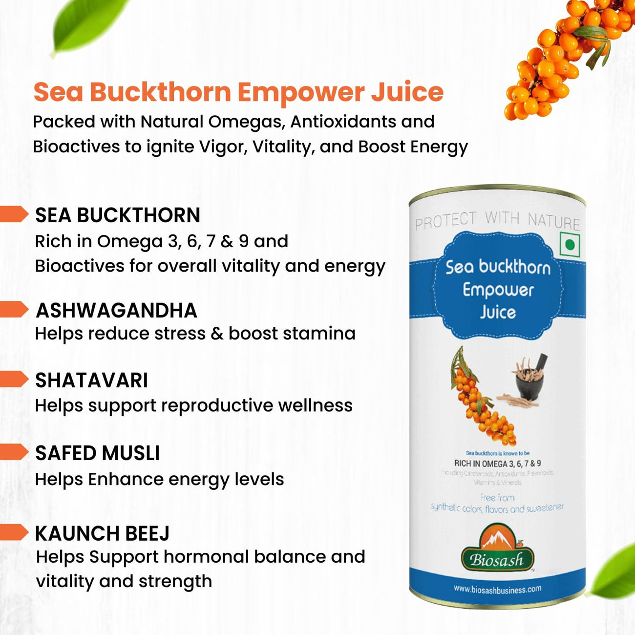 Biosash Himalayan Sea Buckthorn EMPOWER Juice 750ml