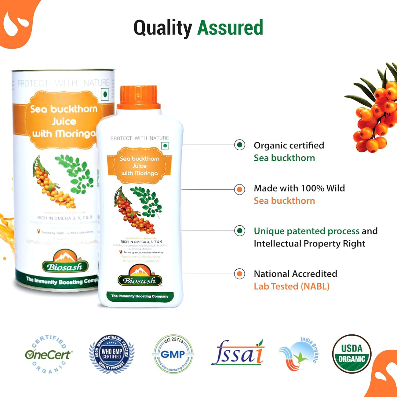 Biosash Sea Buckthorn Juice with Moringa 750ml