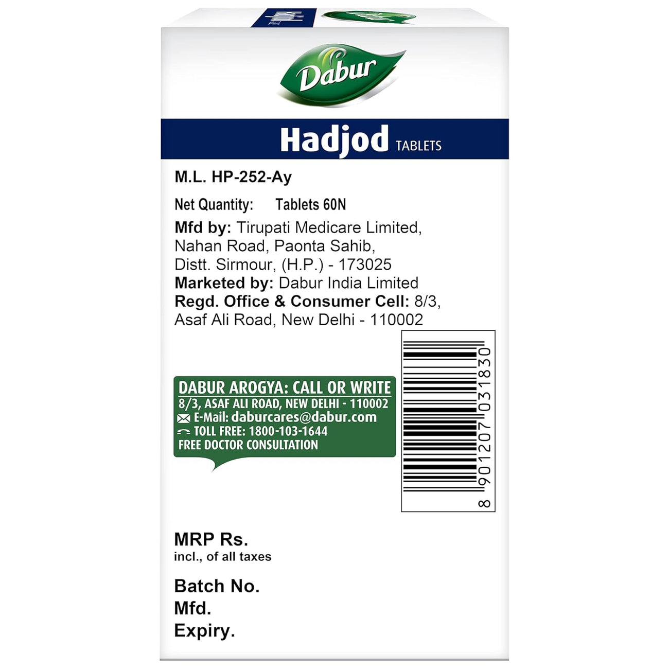 Dabur Hadjod 60 Tablets