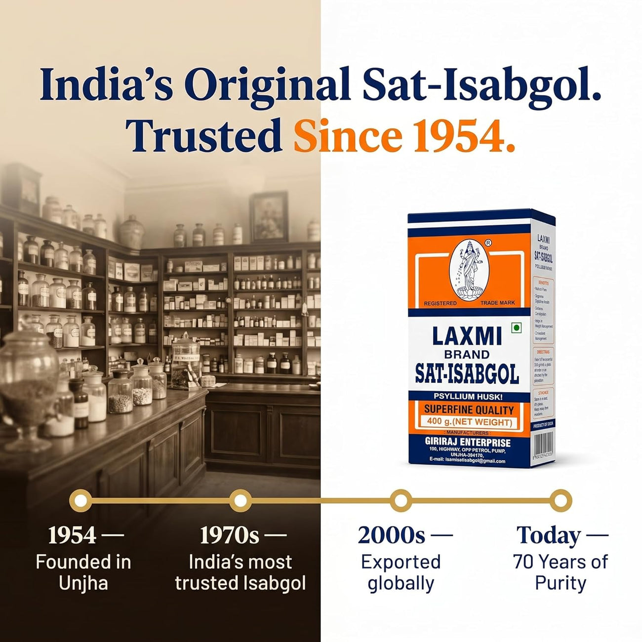 Laxmi Sat Isabgol Psyllium Husk Powder 400 gm