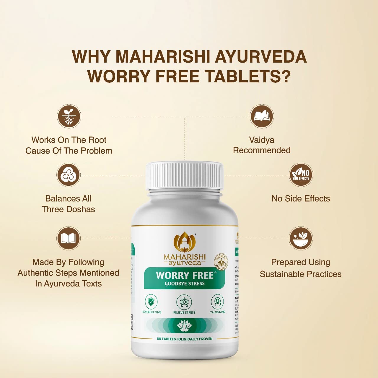 Maharishi Ayurveda Ashwagandha Worry Free Ayurvedic 60 Tablets