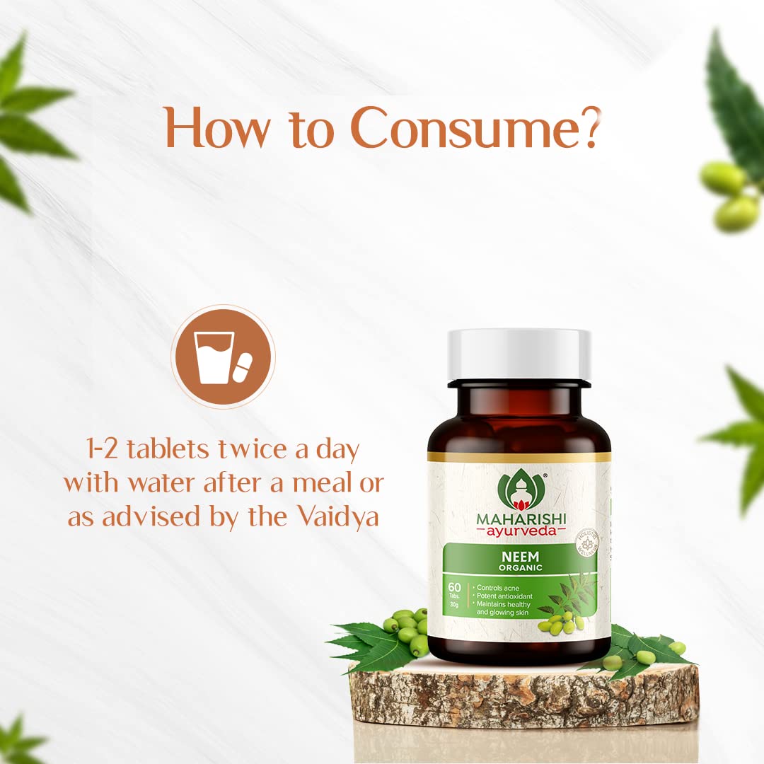 Maharishi Ayurveda Organic Neem Tablets 500 MG 60 Tablets