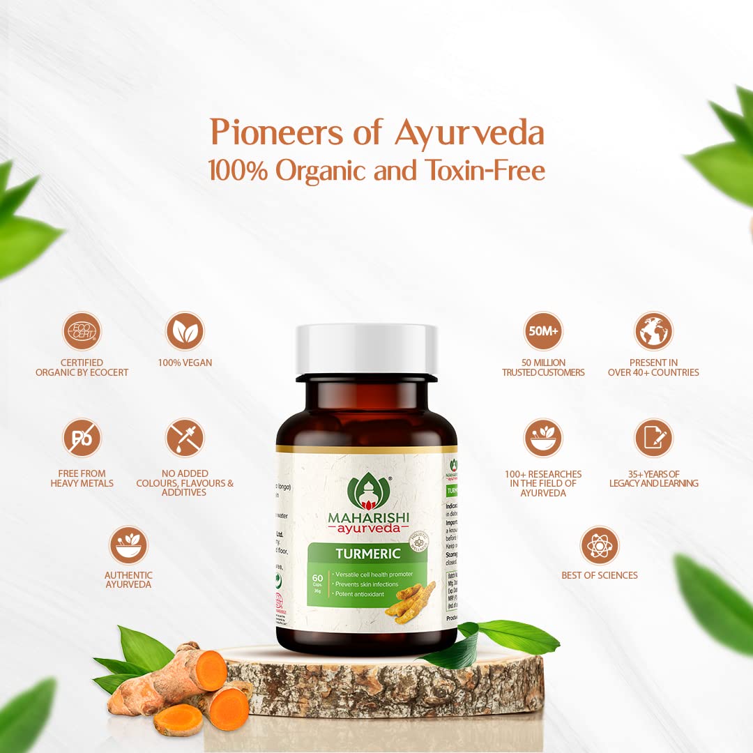 Maharishi Ayurveda Organic Turmeric Capsules 500 MG 60 Tablets
