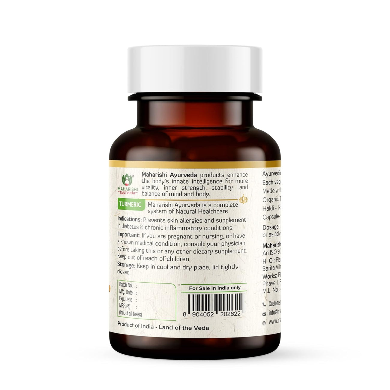 Maharishi Ayurveda Organic Turmeric Capsules 500 MG 60 Tablets