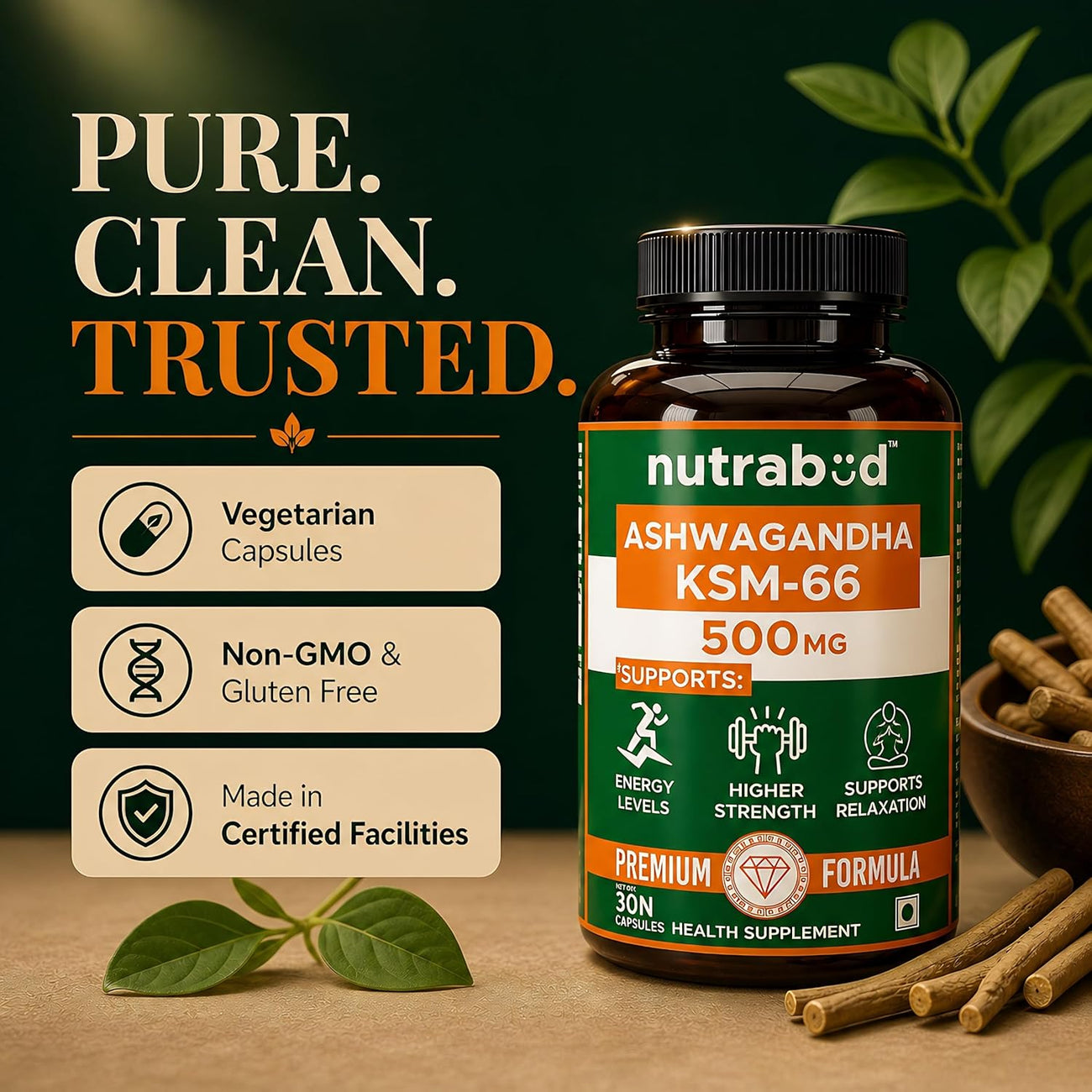Nutrabud Ashwagandha KSM66 500mg - 30 Capsules