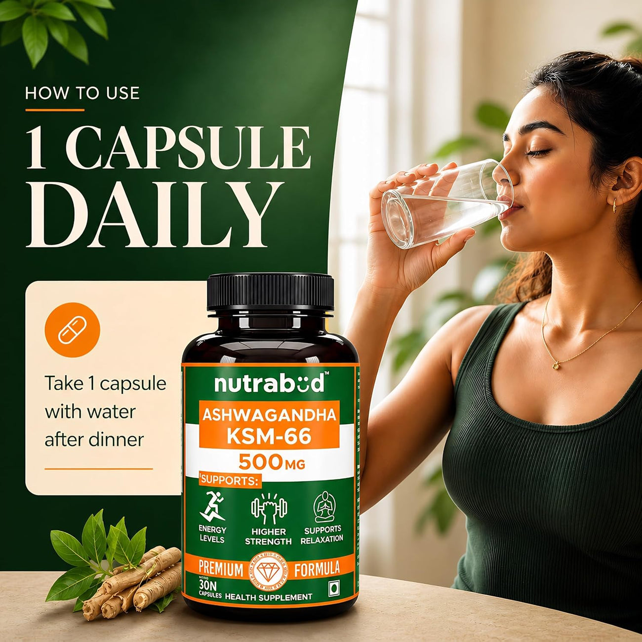Nutrabud Ashwagandha KSM66 500mg - 30 Capsules
