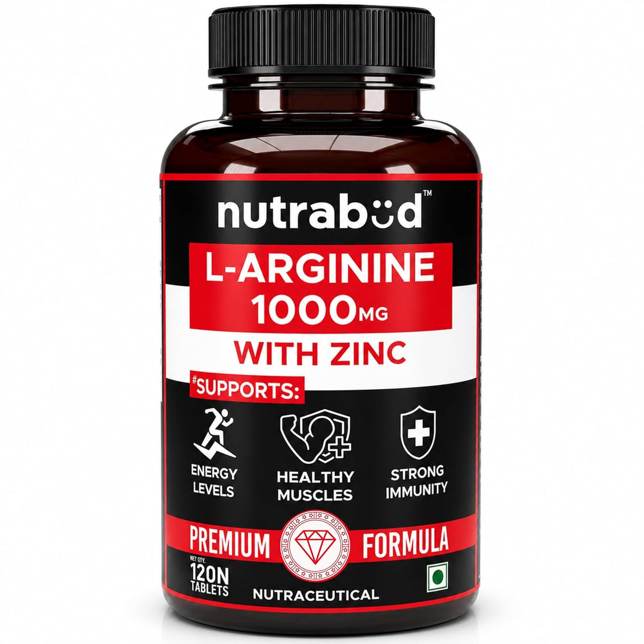 Nutrabud L-Arginine 1000 mg - 120 Tablets