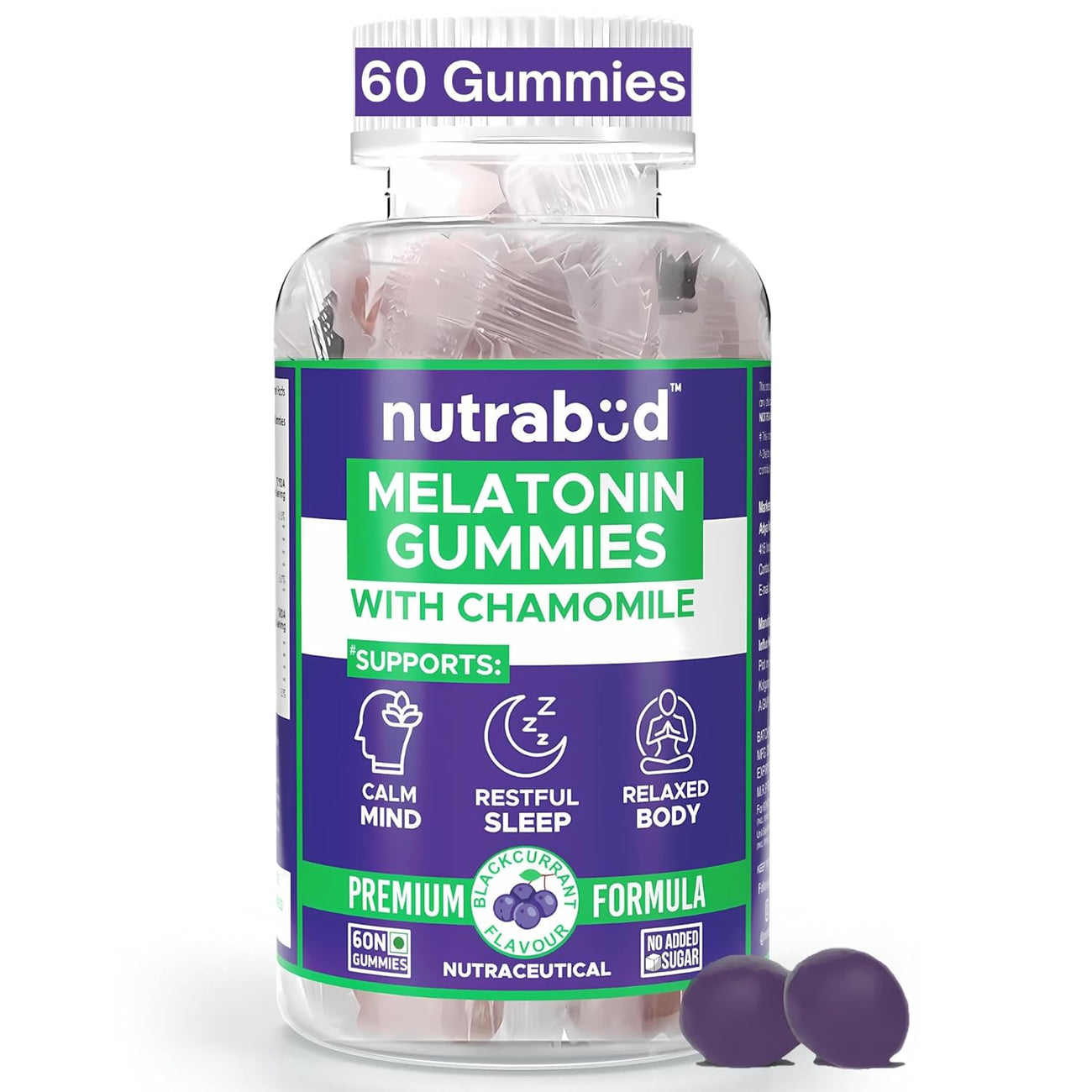Nutrabud Melatonin Sleep Gummies 3mg For Men, Women 60 Gummies
