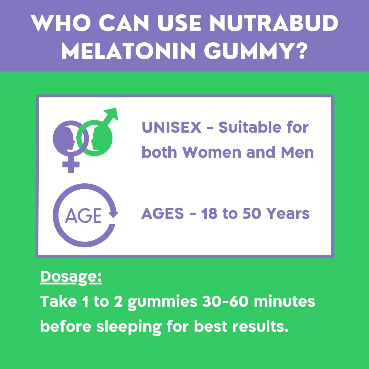 Nutrabud Melatonin Sleep Gummies 3mg For Men, Women 60 Gummies