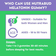 Nutrabud Melatonin Sleep Gummies 3mg For Men, Women 60 Gummies