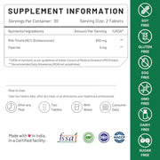Nutrabud Milk Thistle Tablets With 800mg of 80% Silymarin - 60 Tablets