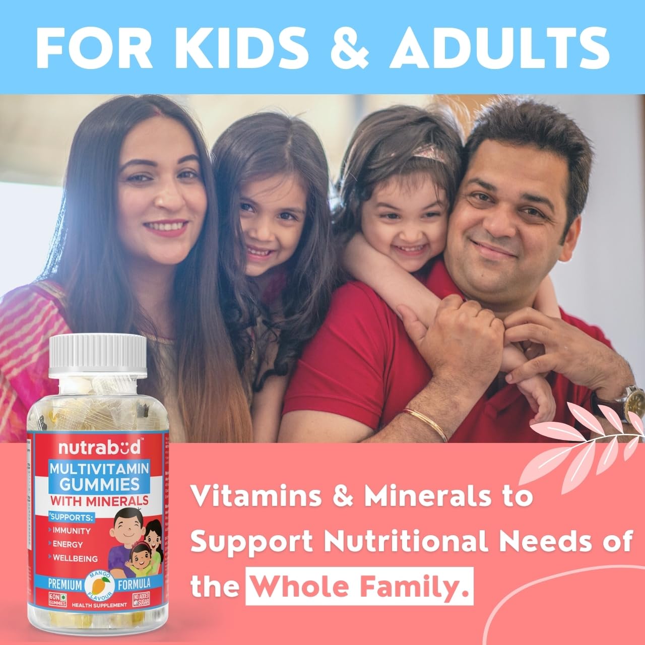 Nutrabud Multivitamin Gummies for Kids, Men, Women, Adults 60 Gummies