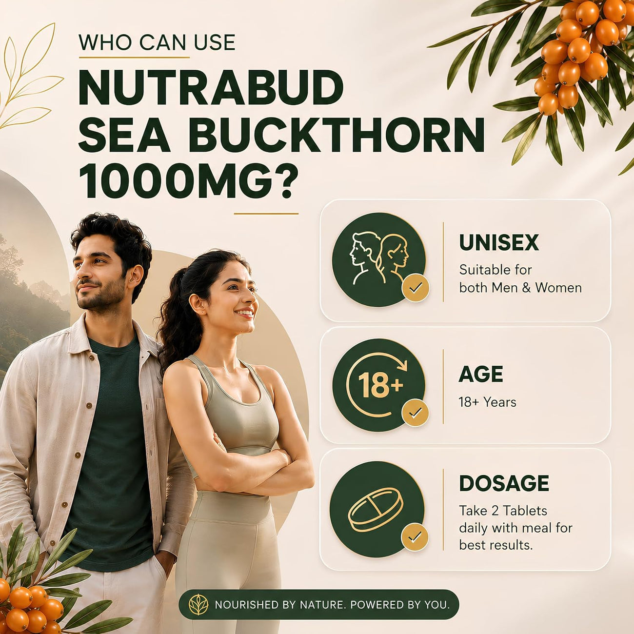 Nutrabud Organics Sea Buckthorn Berry Powder Capsules 1000mg - 60 Capsules