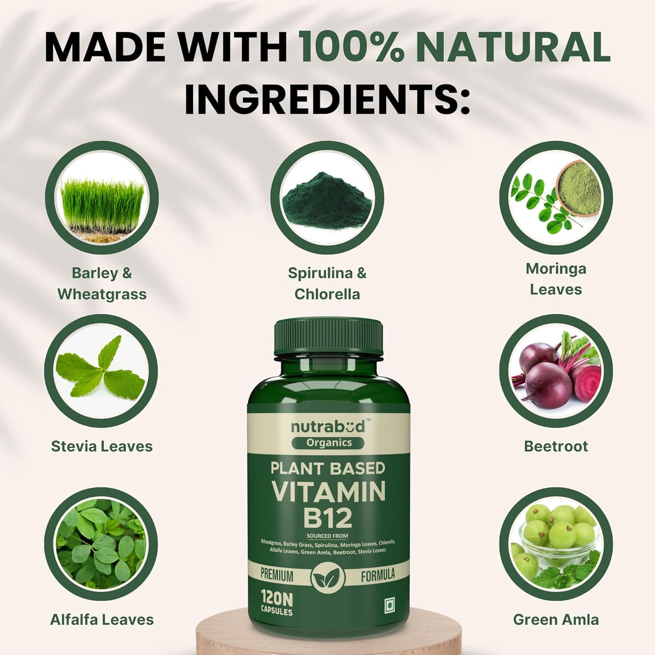 Nutrabud Plant Based Vitamin B12 Supplement - 120 Capsules