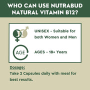 Nutrabud Plant Based Vitamin B12 Supplement - 120 Capsules