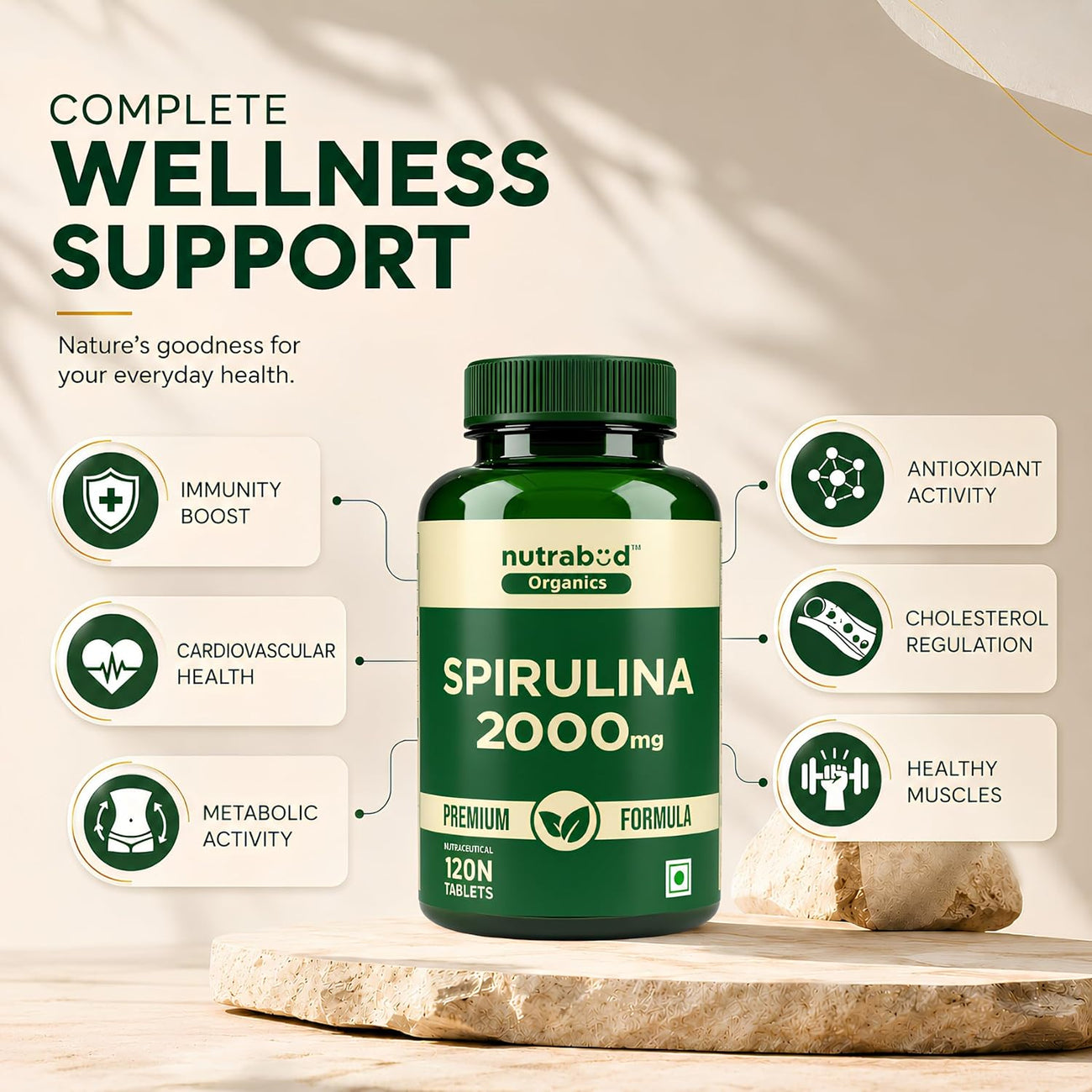Nutrabud Spirulina 2000mg - 120 Tablets