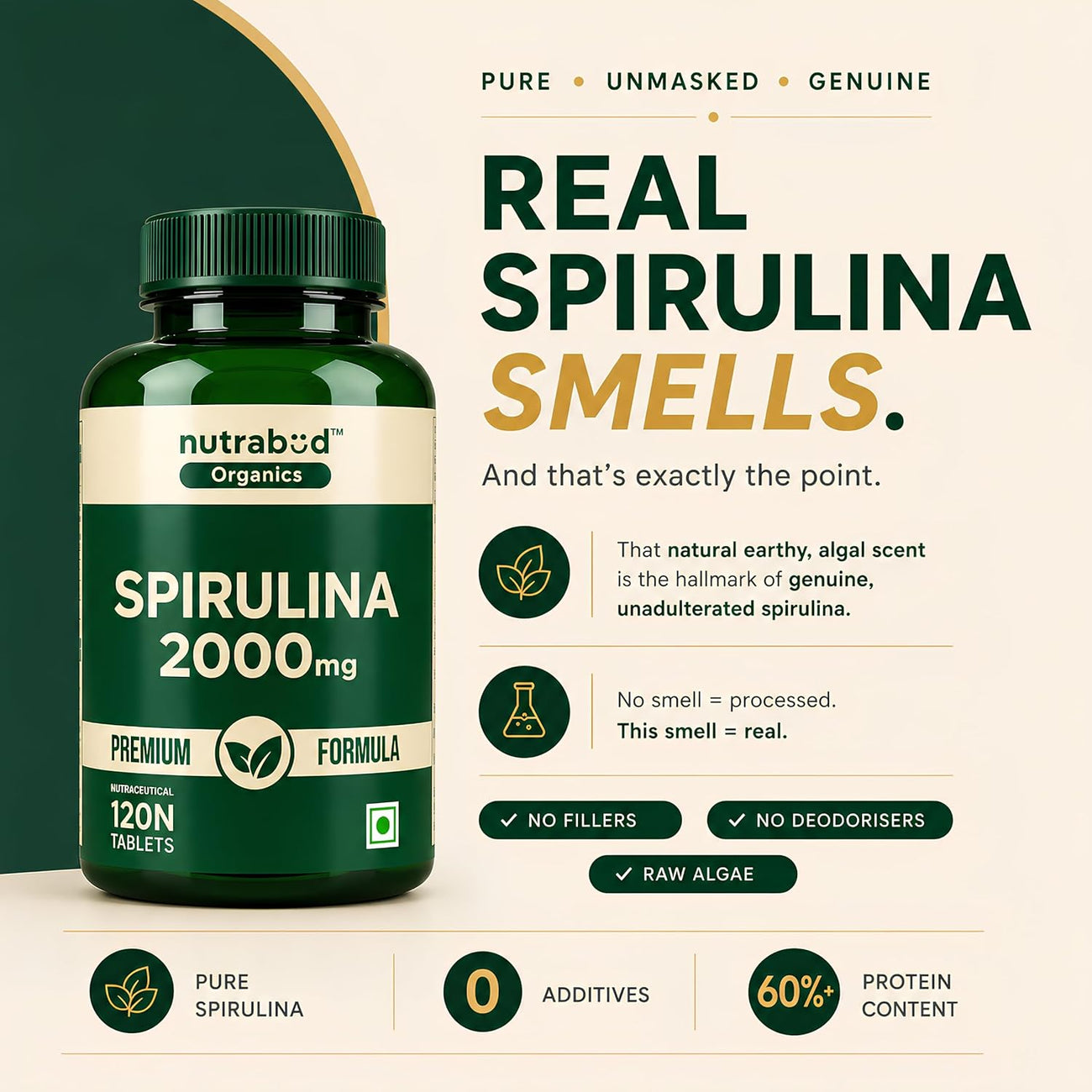Nutrabud Spirulina 2000mg - 120 Tablets