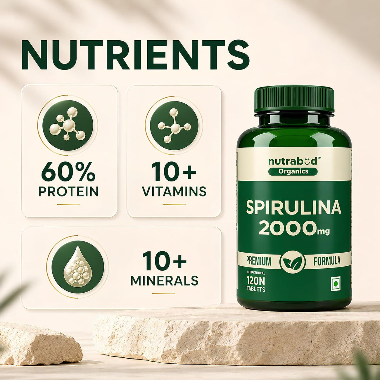 Nutrabud Spirulina 2000mg - 120 Tablets
