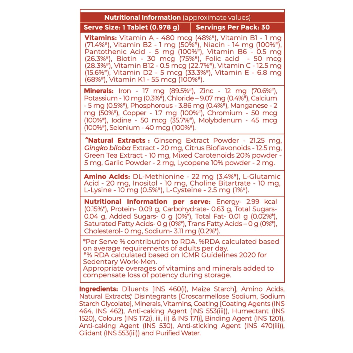 Siens By Dabur Multivitamin for Men 30 tablets