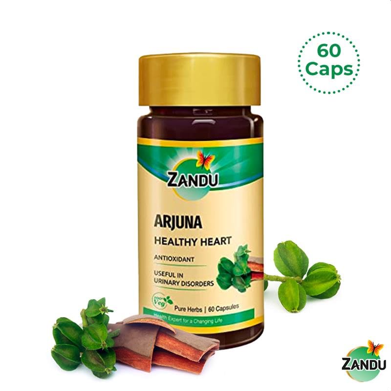 Zandu Arjuna Capsules - Helps to Maintain a Healthy Heart while Helping Keep Diabetes & Cholesterol