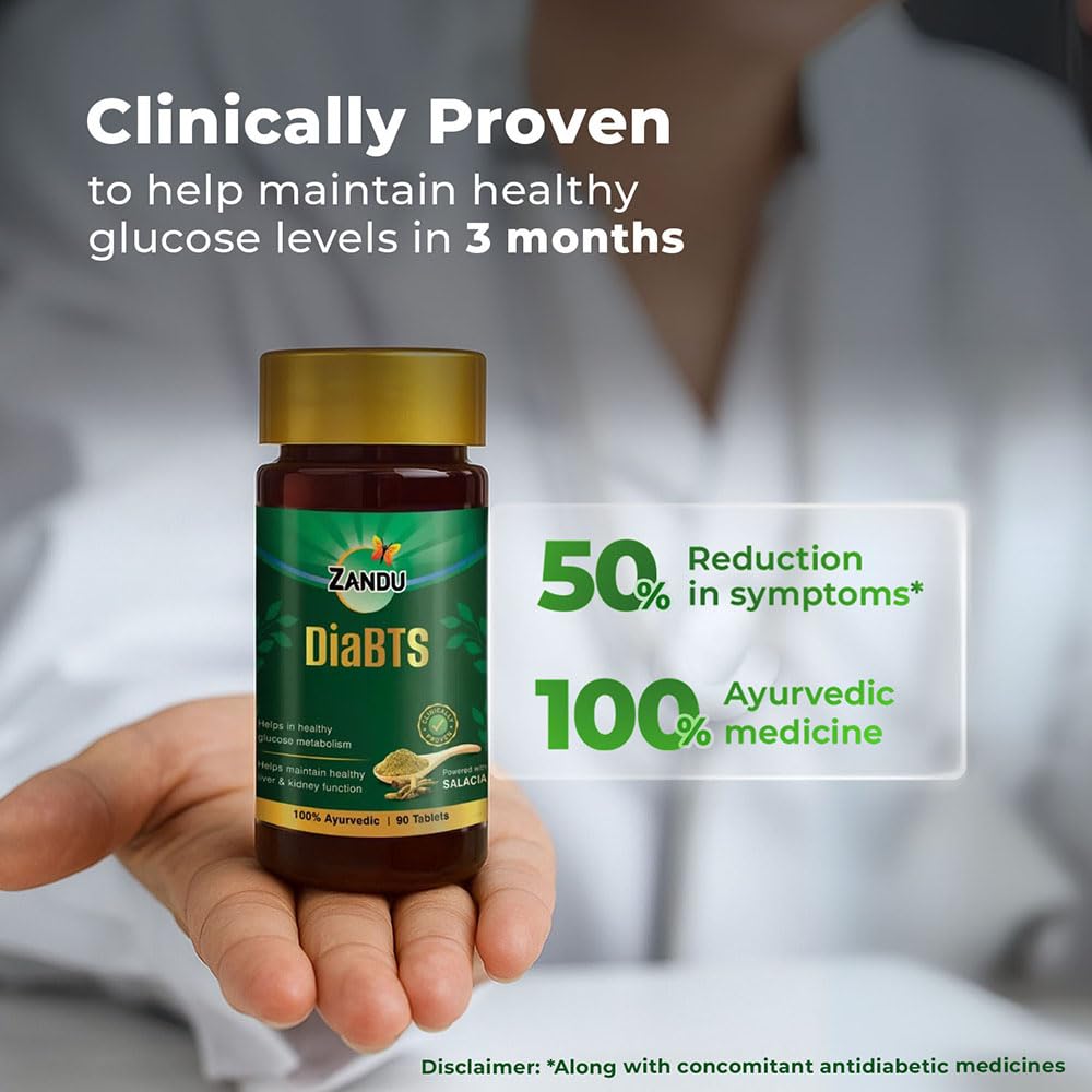 Zandu Dia-BTS Tablets - Clinically Proven to Help Manage healthy glucose levels within 3 months