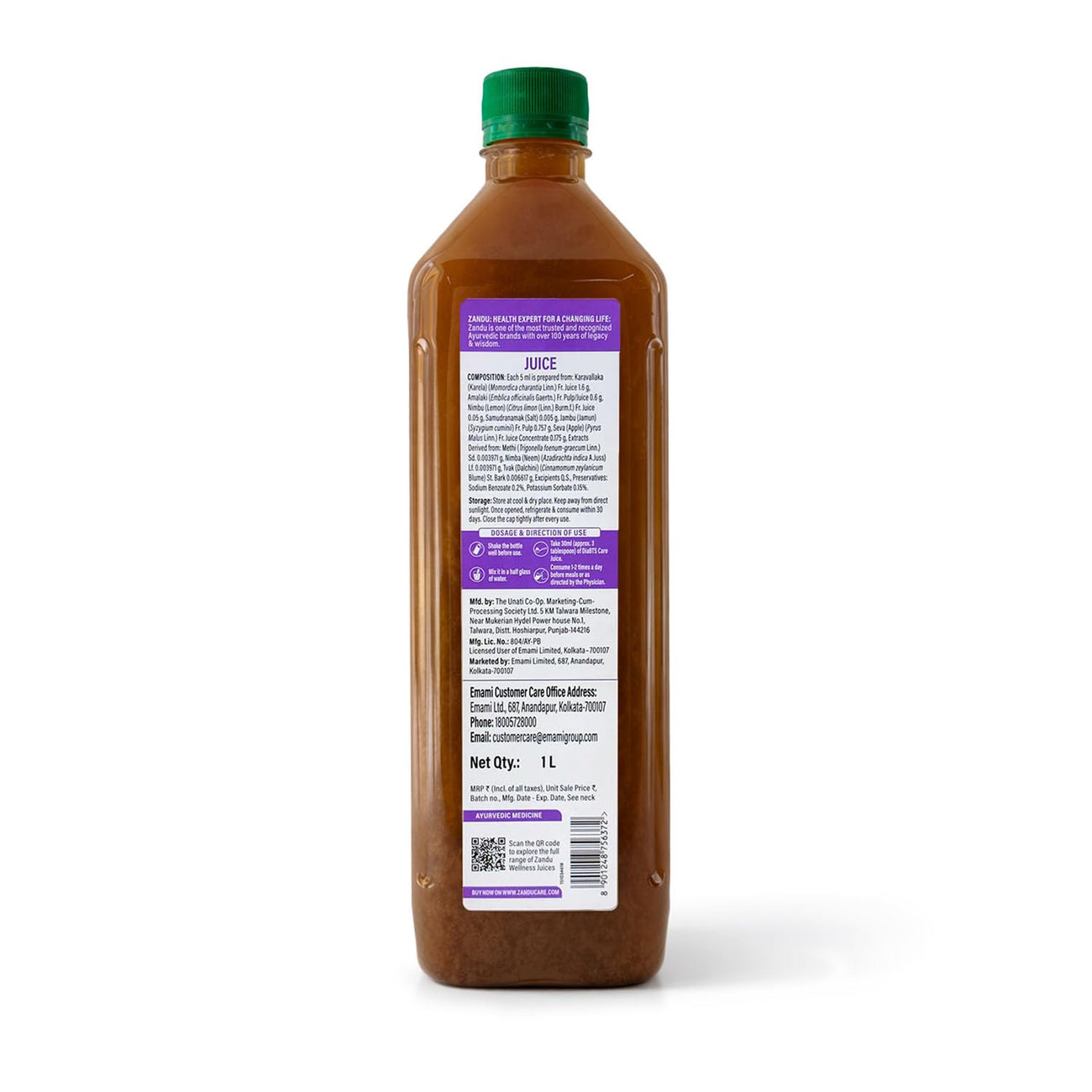 Zandu DiaBTS Care Juice with Karela & Jamun, 1000 ml  Blend of 9 Ayurvedic ingredients