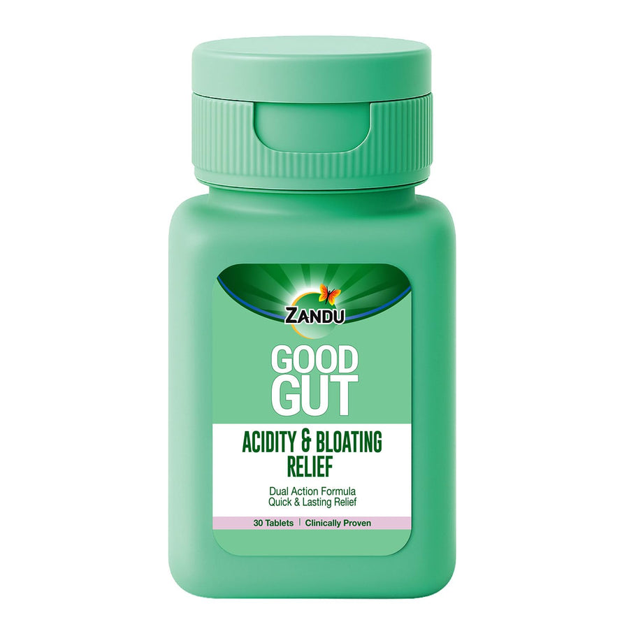 Zandu Good Gut Acidity & Bloating Relief Tablets  Clinically Proven  Instant & Long-Lasting Relief  Non-Habit Forming, 30 Tablets