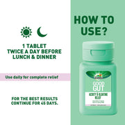 Zandu Good Gut Acidity & Bloating Relief Tablets  Clinically Proven  Instant & Long-Lasting Relief  Non-Habit Forming, 30 Tablets