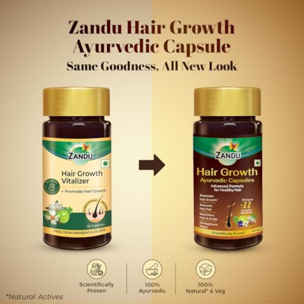 Zandu Hair Growth Ayurvedic Capsule- 60 Caps