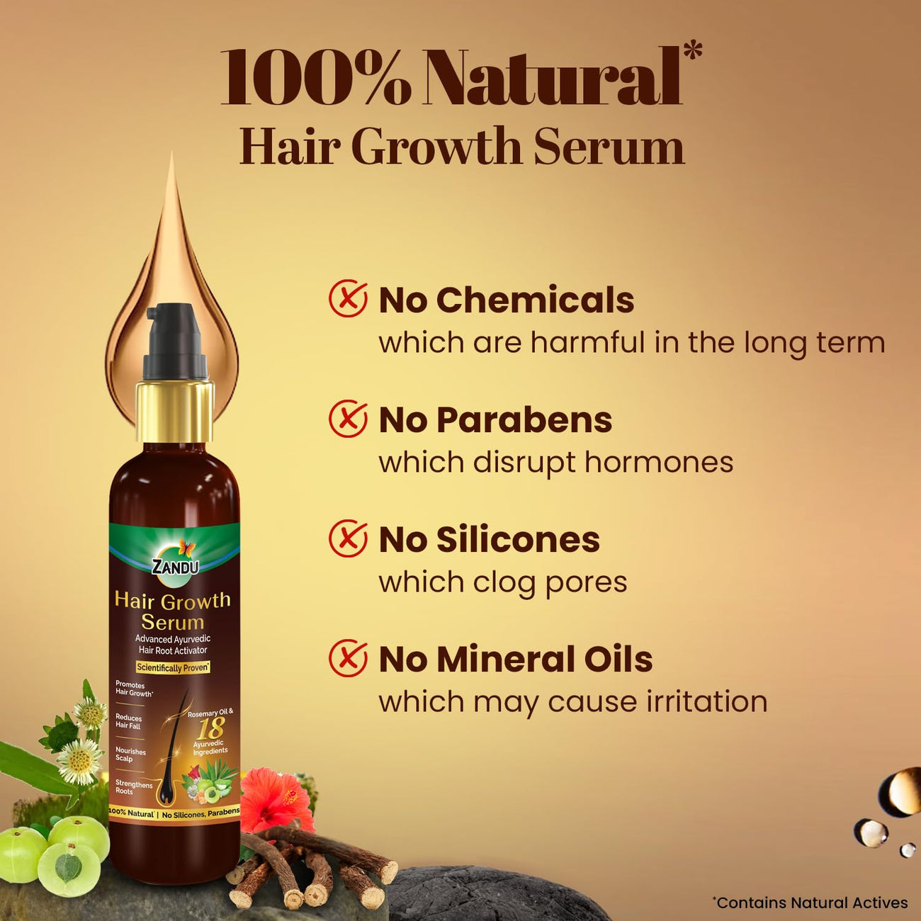 Zandu Hair Growth Serum (200ml) Clinically Proven to Promote Growth & Reduce Fall in 28 days