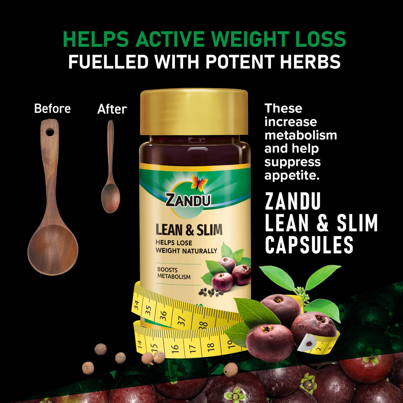 Zandu Lean & Slim  Enriched With The Goodness Of 6 Herbs To Help You In Weight Loss Journey  Acts As A Metabolism Booster & Supports Weight Management