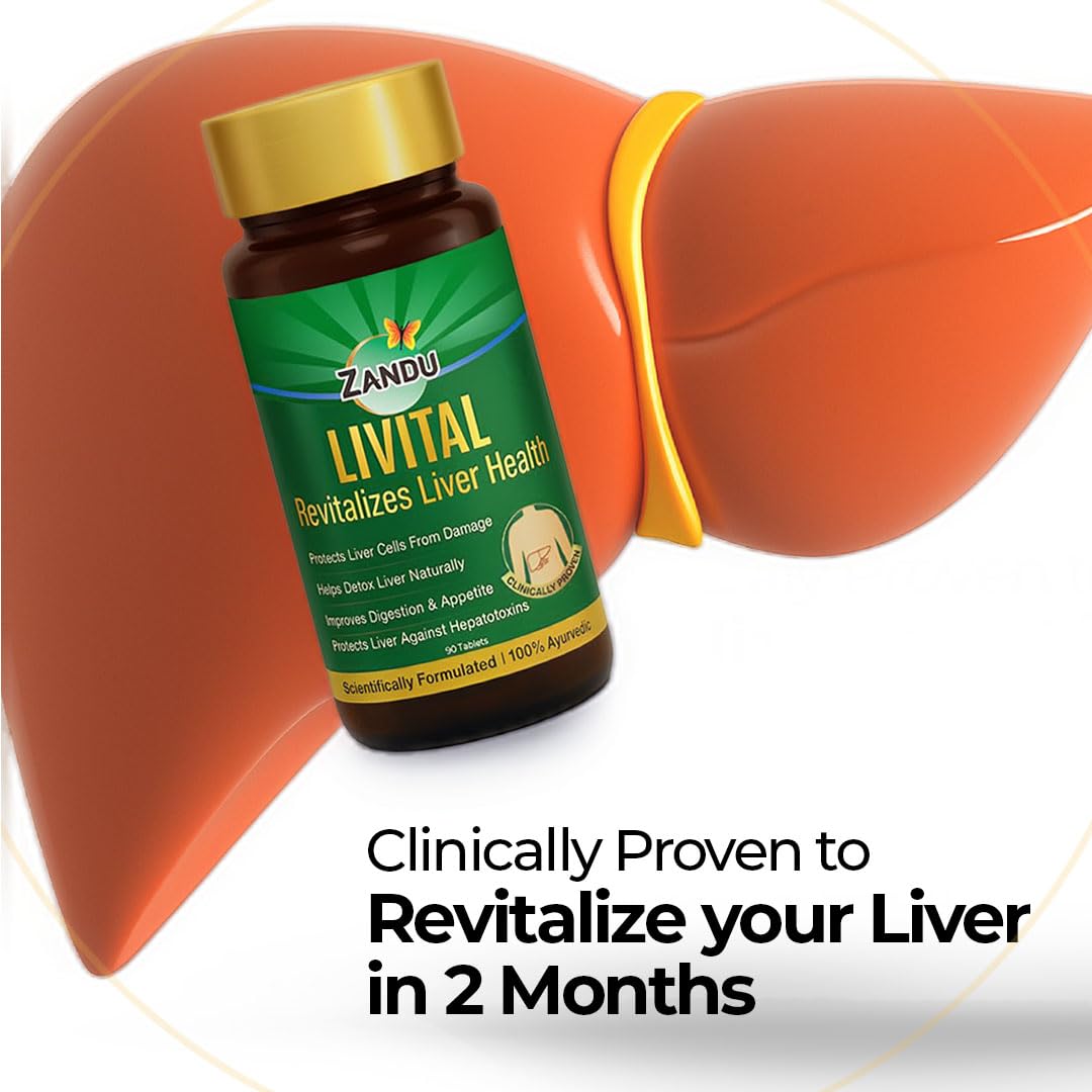 Zandu Livital Liver Tablets – Clinically Proven for Liver Detox & Health Support in 2 Months  90 Tabs