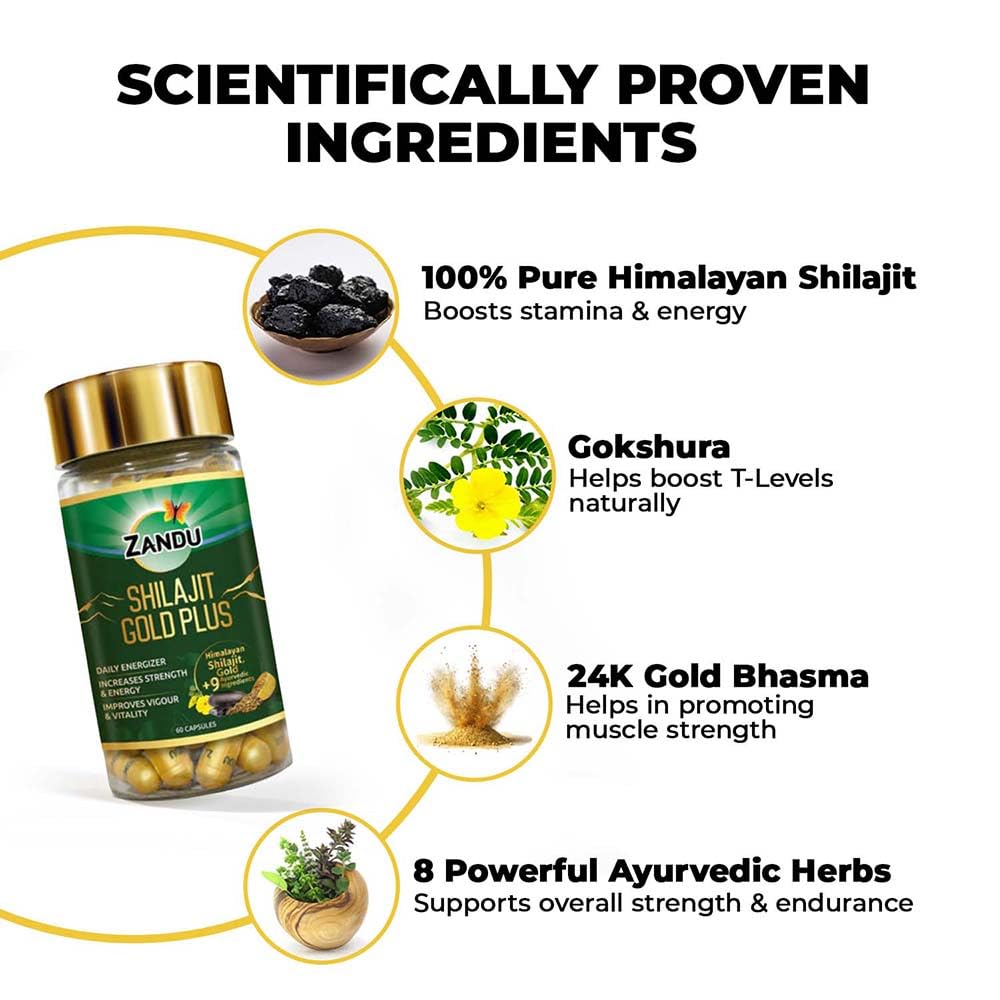 Zandu Shilajeet Gold Plus 60 Capsules