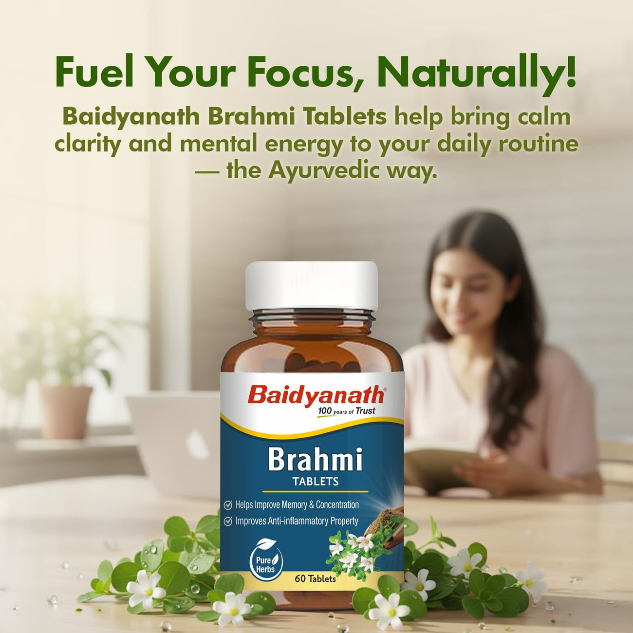 Baidyanath Brahmi Tablets - Memory, Focus & Mind Wellness Support