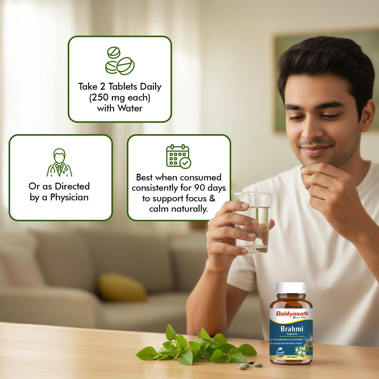 Baidyanath Brahmi Tablets - Memory, Focus & Mind Wellness Support