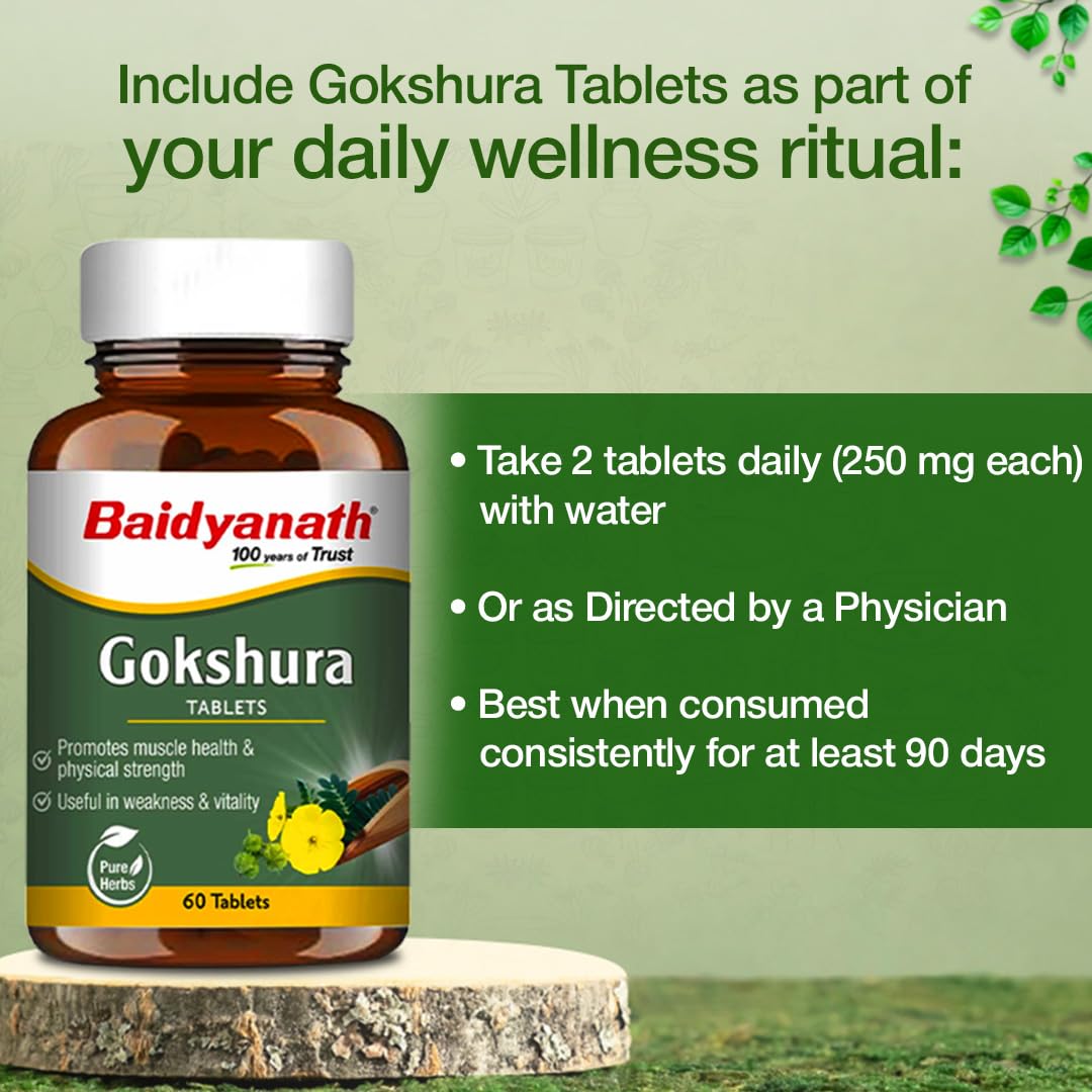 Baidyanath Gokshura Tablets - Strength, Stamina, Urinary Wellness & Vitality Support