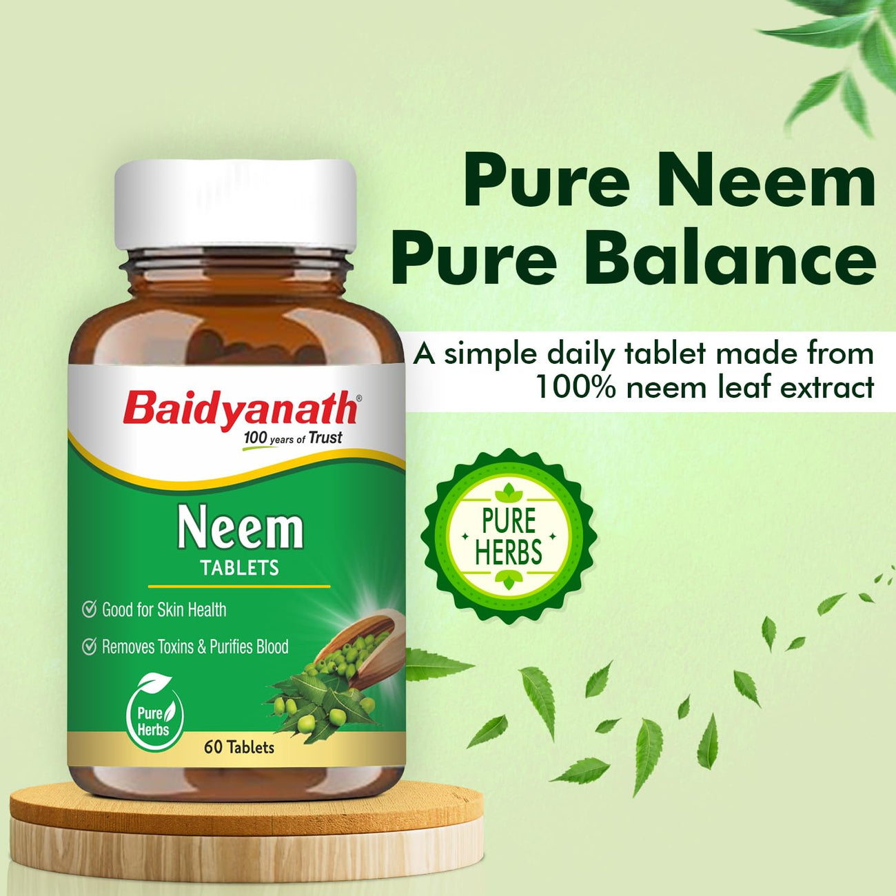 Baidyanath Neem Tablets - Skin Detox, Acne-Prone Skin & Immunity Support