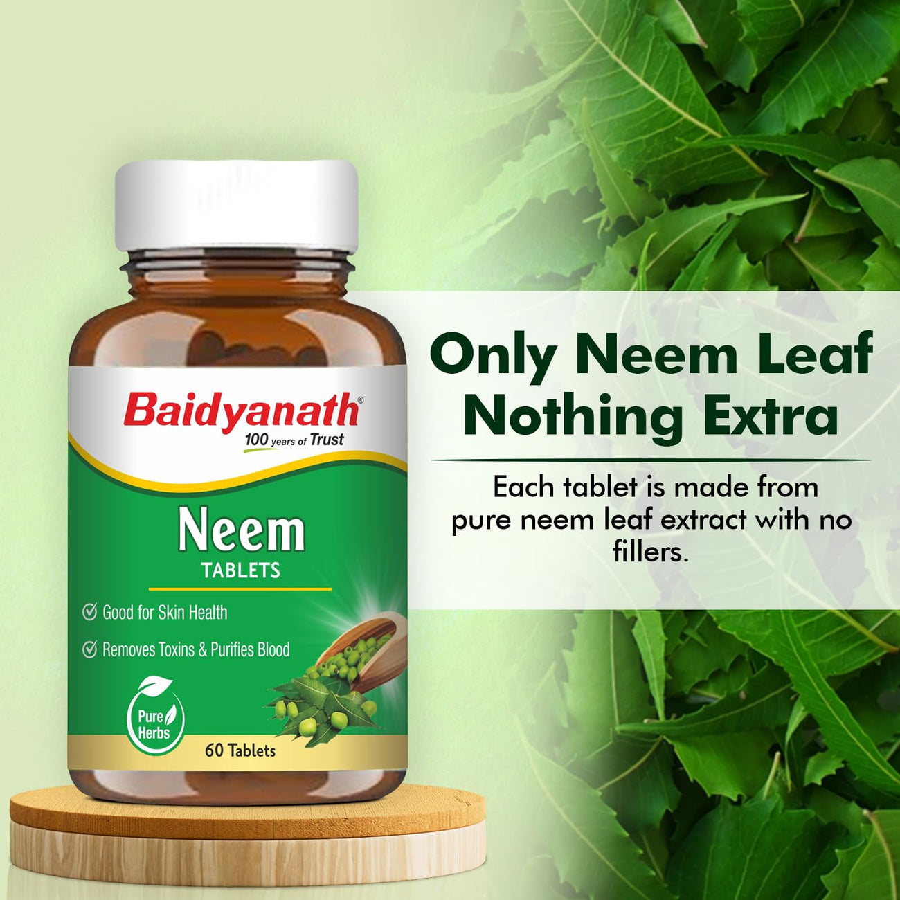 Baidyanath Neem Tablets - Skin Detox, Acne-Prone Skin & Immunity Support