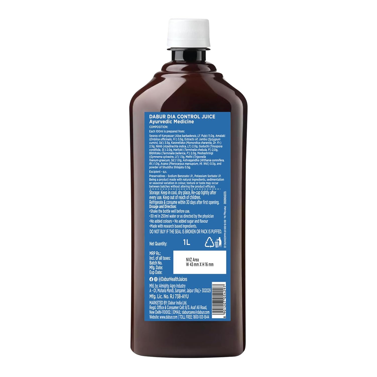 Dabur Dia Control Juice - Blood Sugar Wellness Support